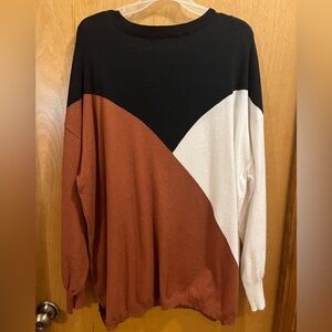 BloomChic Colorblock Sweater - Black, Brown, and White